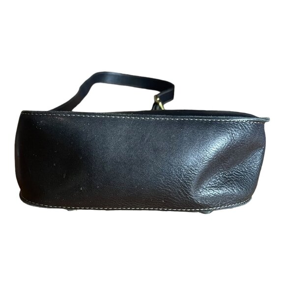 VTG Black Leather Fossil Turnlock Satchel - Picture 7 of 16